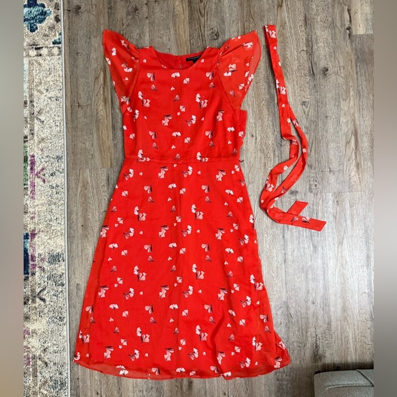 Banana Republic Red Floral Midi Dress - Picture 3 of 16